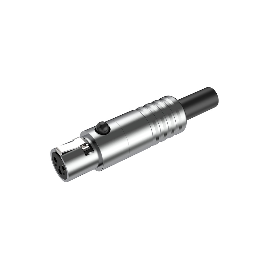 3/4/5 pole Mini XLR female, Nickel plated housing / Black housing
