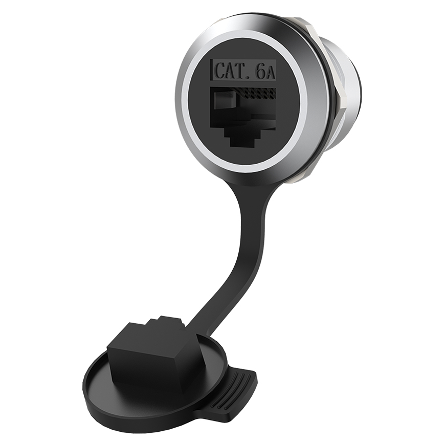 CAT6 Feed through socket, grounded version