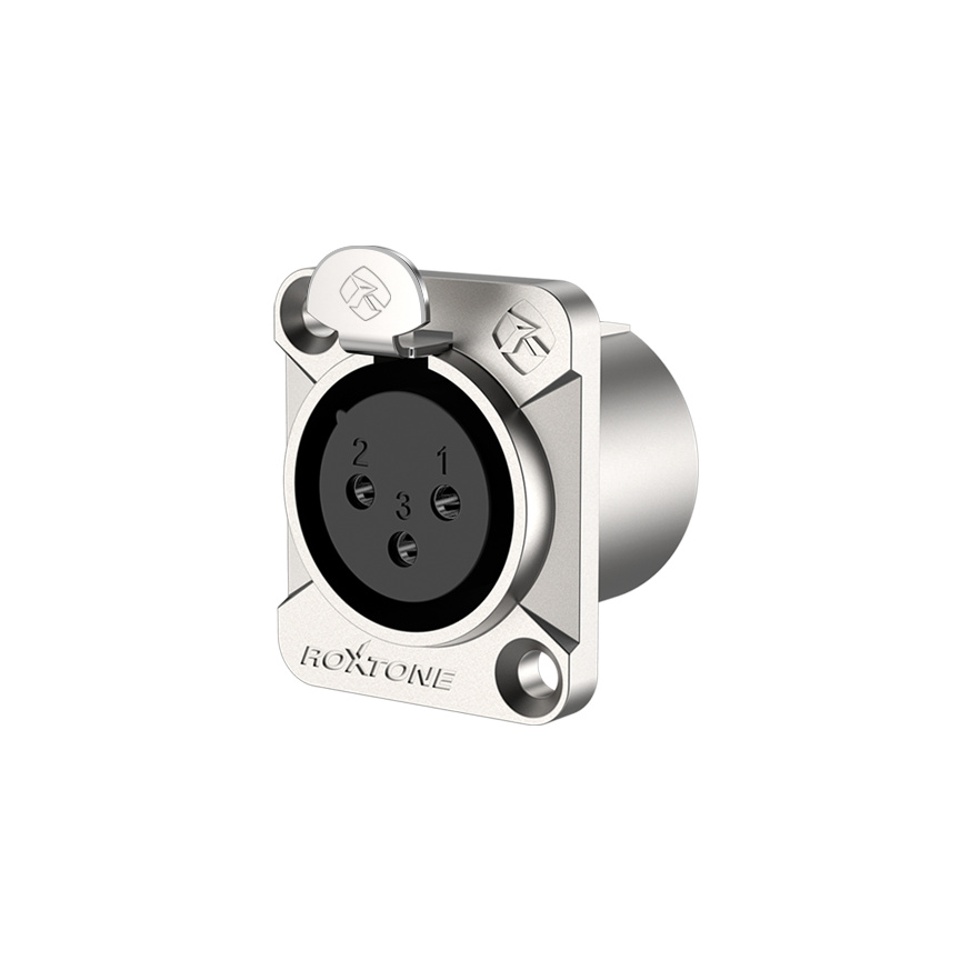 3 pole XLR female socket, Nickel plated housing / Black housing