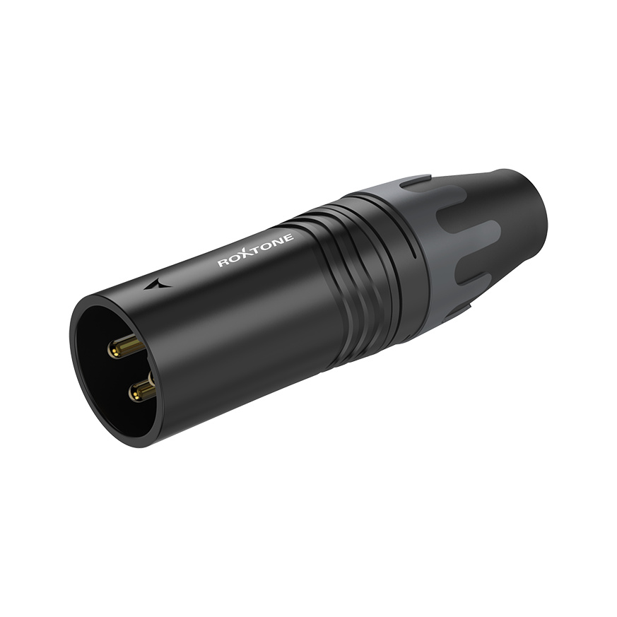 3 pole XLR male, Nickel plated housing / Black housing