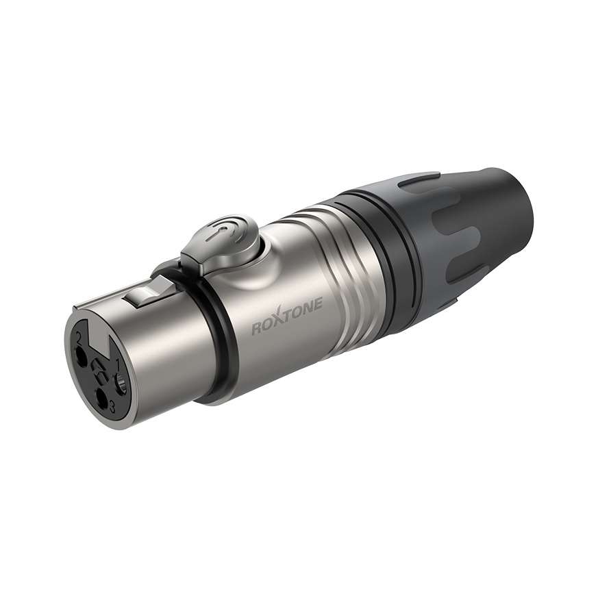 3 pole XLR female, Nickel plated housing / Black housing