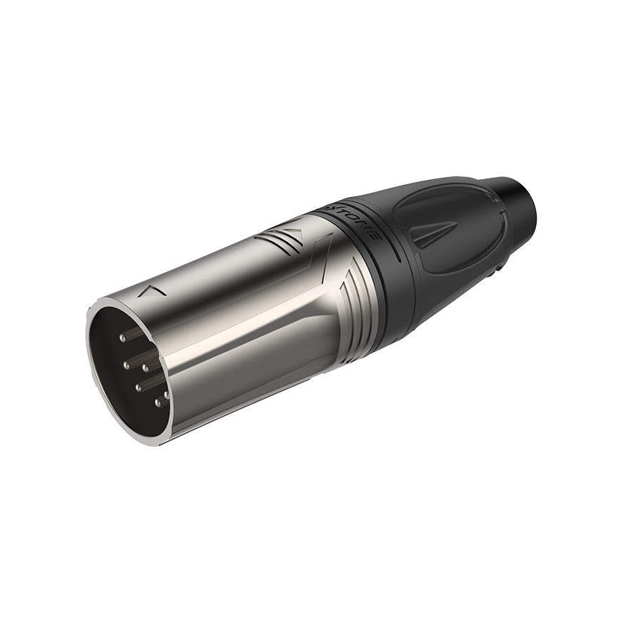5 pole XLR male, Nickel plated housing / Black housing