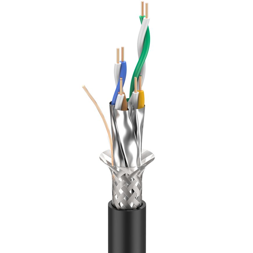 Low delay skew CAT6a data cable, S/FTP