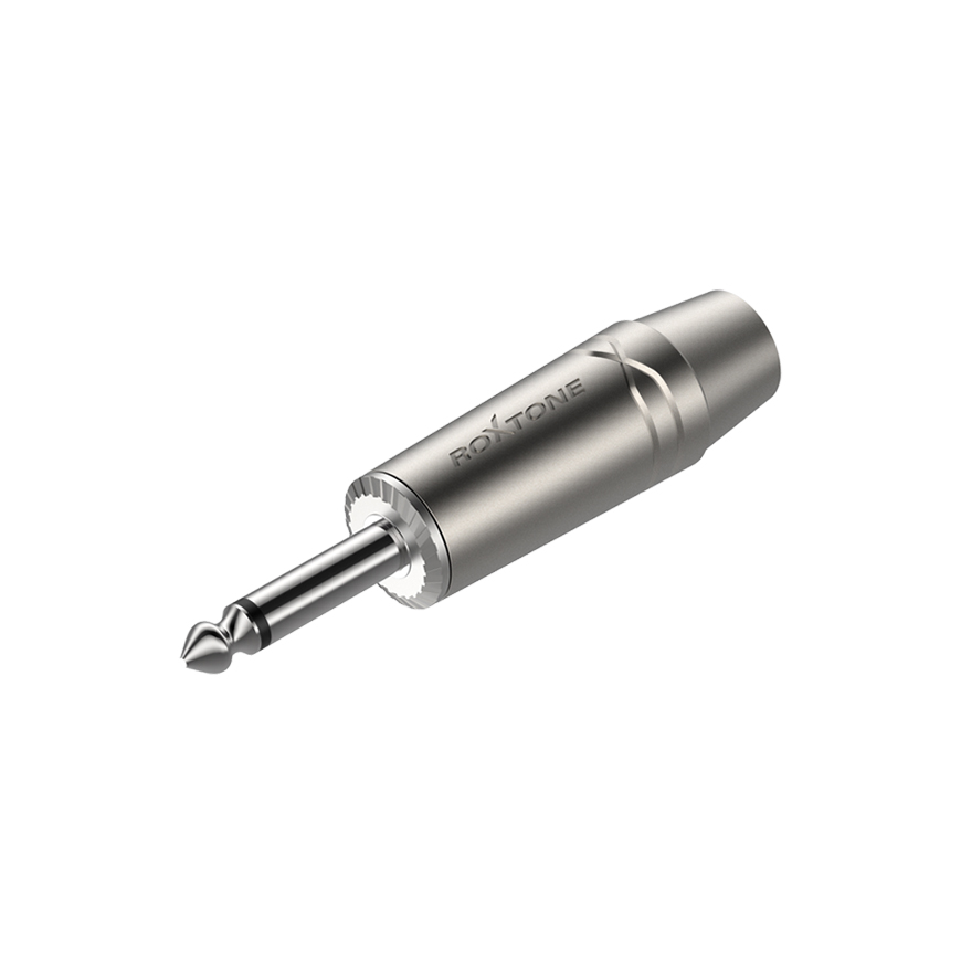 6.3mm mono plug without spring, Nickel plated housing / Black housing