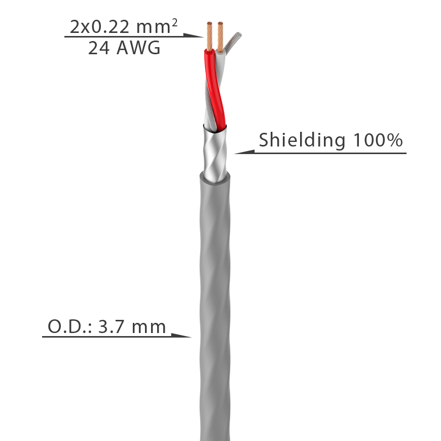Balanced patch cable for installation - 24AWG - 2 x 0.22 mm²